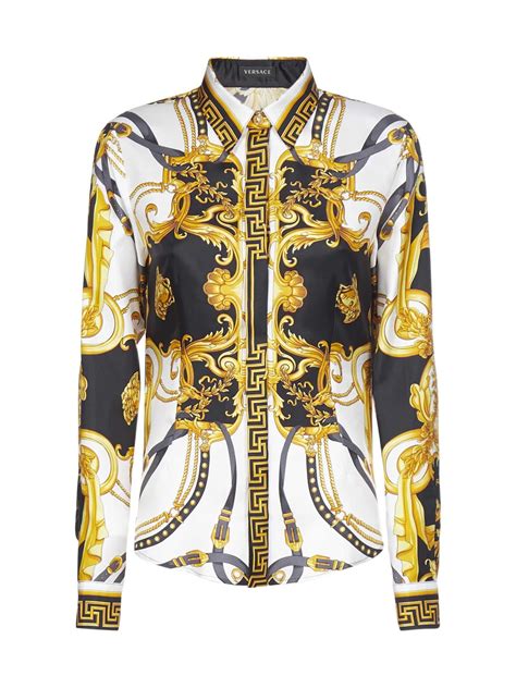 versace inspired silk shirt womens multi color